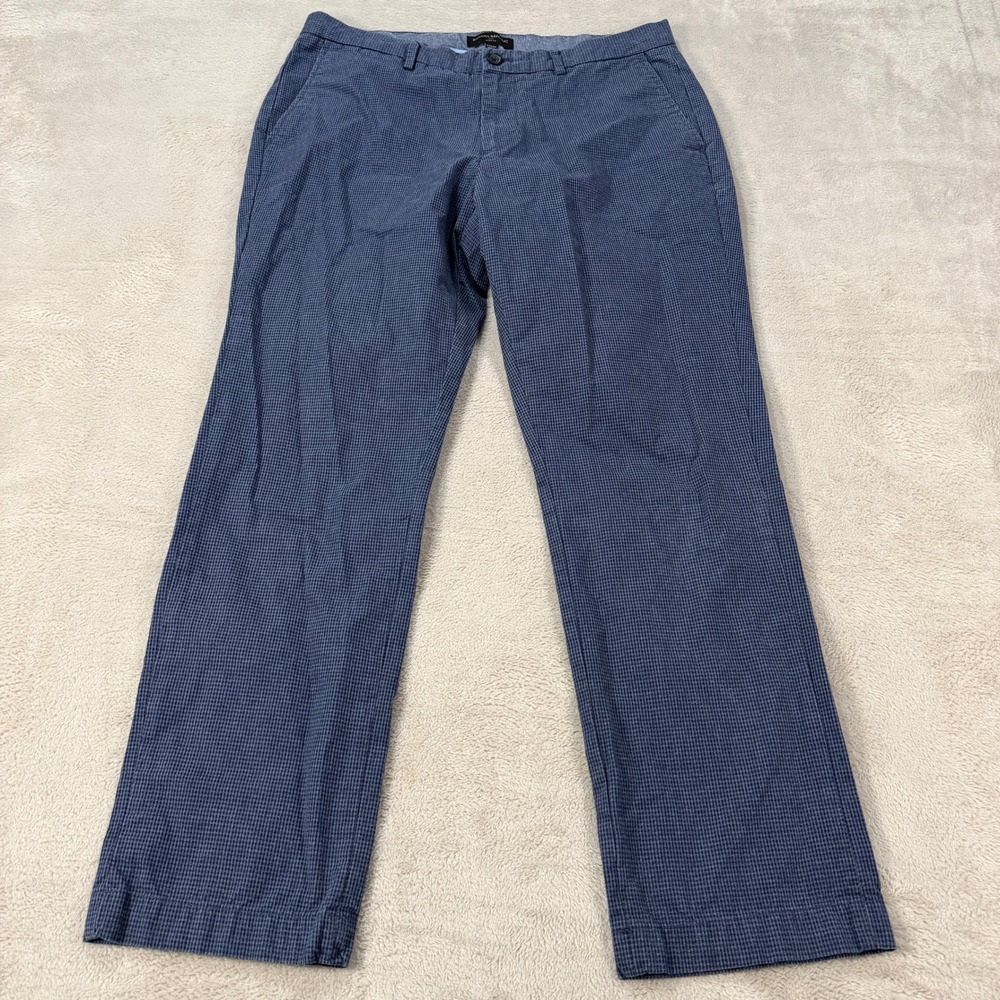 Banana Republic Aiden Fit Pants Mens 34x30 Blue Houndstooth Cotton Chinos Slacks